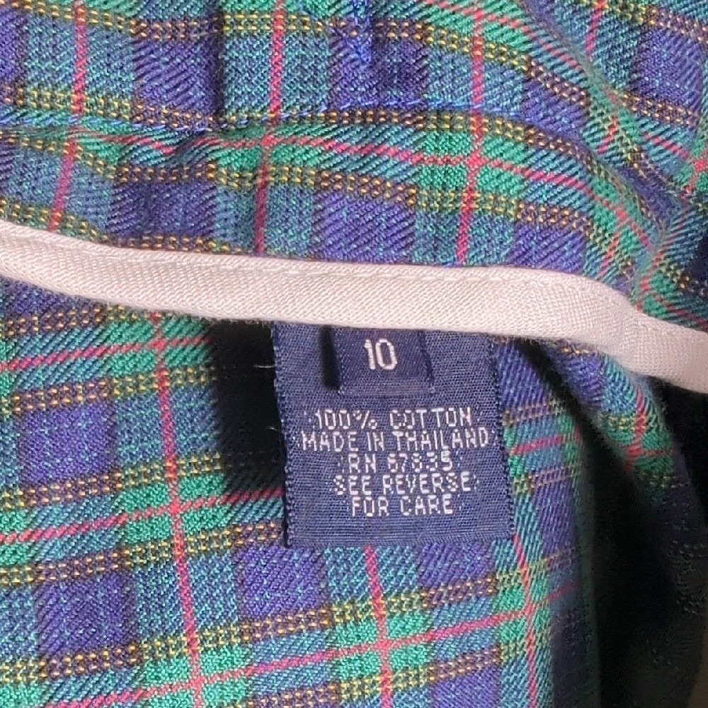 Vintage 80s 90s Nautica Tartan Plaid Green Blue Women's Skirt Midi Maxi Fall Med - Picture 15 of 16
